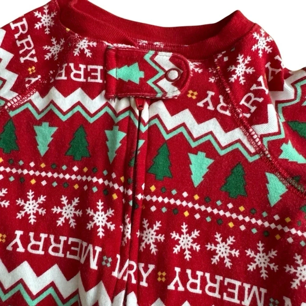 Holiday Lane Red Christmas Pajama Footed Zippy Baby Girl Boy 6-9M
